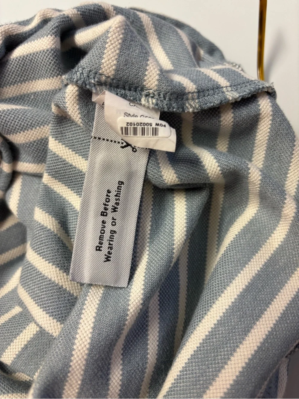 Madewell Striped Off-Shoulder Puff Sleeve Top in Blue and Cream Sz/L
